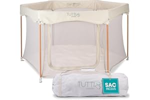 Tutti Bambini Parc Bebe Pliable - Parc Enfant & Tout-petits - Parois en Maille & Porte Zippée - Tapis de Sol & Sac de Transport - 135 x 135 x 75 cm (Écru)