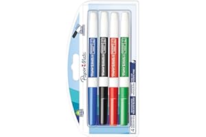 PAPER MATE Papermate Pennarelli per Lavagna Quasi Inodore, Punta Fine, Colori Assortiti, 4 Pezzi