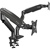 Invision Dual PC Monitor Arm Bracket Ergonomic Height Adjustable (Gas Assisted) Full Motion Long Arm Desktop Clamp Mount for 