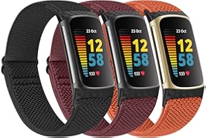 Huamanlou Elastic Sport Strap Compatible with Fitbit Charge 6 Strap/Fitbit Charge 5 Strap Women Men, Soft Adjustable Breathable Nylon Replacement Wristband for Fitbit Charge 6/Fitbit Charge 5