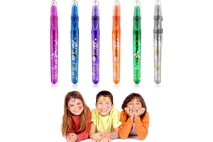 Alaoo Tatuaggi Penne Bambini, Set di Penne Glitter per Body Art da 6 Pezzi, Tattoo Pens in Gel Glitterato Pennarelli, Tatuaggi Temporanei Pennaper Viso e Corpo, per Halloween, Natale, Festa