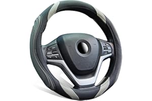 XCBYT Funda Volante Coche Universal 37-38cm, Protector Volante Coche en Piel Súper Antideslizante, Funda Volante Deportivo, Gris