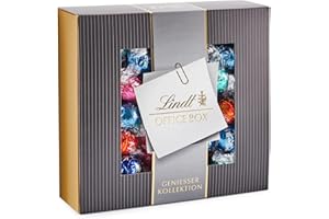 ‎LINDT Lindt Schokolade LINDOR Home Office Box | 933 g | Ca. 74 Kugeln mit zartschmelzender Füllung, Sorten: Milch, Dark 45%, Erdbeer-Sahne, Cocos, Stracciatella | Pralinengeschenk | Großpackung