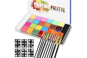 Zaxiva Paleta de 26 Colores de Maquillaje Mujer, Kit de Pintura Facial Profesional Pintura Cara, Ideal Para Halloween, Cosplay, Accesorios Para Festivales, Pintura Facial para Niños y Adultos