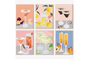 JATOK 6 Pack Paint by Numbers for Adults, Painting Kits for Beginners On Colored Canvas, Easy DIY Acrylic Pigment Drawing Paintwork for Home Wall Decor, 20x30 CM Frameless, Cup