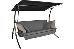 ‎ANGERER Angerer Hollywoodschaukel Drift Smart – Schaukel zum Sitzen, Liegen & Entspannen, inkl. Bett-Funktion, einfache Montage, Made in Germany, hochwertiger Stoff, Hellgrau