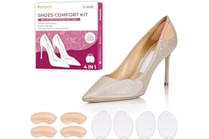 4 Pares Almohadillas para pies - Plantilla Antideslizante, Bukihome Cojines para el metatarso，Amortiguación en el antepié, Cojín de tacón alto para mujer (Clear)