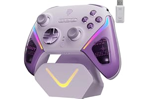 EasySMX Manette PC sans Fil avec Station de Charge/RGB/TMR Joystick Déclencheur, Manette Switch/Switch2 Bluetooth Rechargeable, D10 Contrôleur de Jeu pour Switch2/Switch/PC/Android/iOS/Steam(Violet)