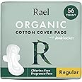 Rael Pads For Women, Organic Cotton Cover Pads - Regular Absorbency, Unscented, Ultra Thin Pads with Wings for Women (Regular, 56 Total)