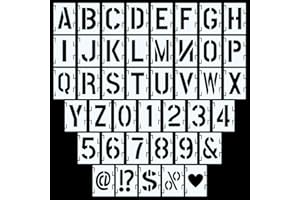 Leyrens Alphabets Numéro Pochoir lettre alphabet, 42 pièces Pochoirs Lettres et Chiffres, 5 cm Plastique Réutilisable Pochoir de Lettres Alphabet, Pour peinture sur mur, décoration d'intérieur
