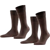 Falke Mens Happy 2-Pack Socks Breathable Cotton Flat Seam Extra Soft | Pack of 2 pairs of cotton socks