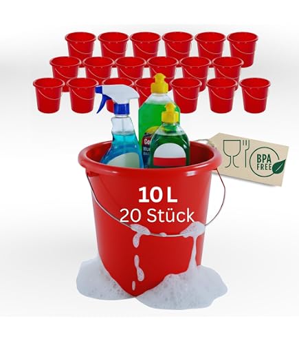Novaliv Lot De 4 Seaux 5 Litres Bleu Avec Graduation – Seaux De Ménage Robuste Et Pratique, Idéal Pour Nettoyage Maison, Jardin Et Animaux