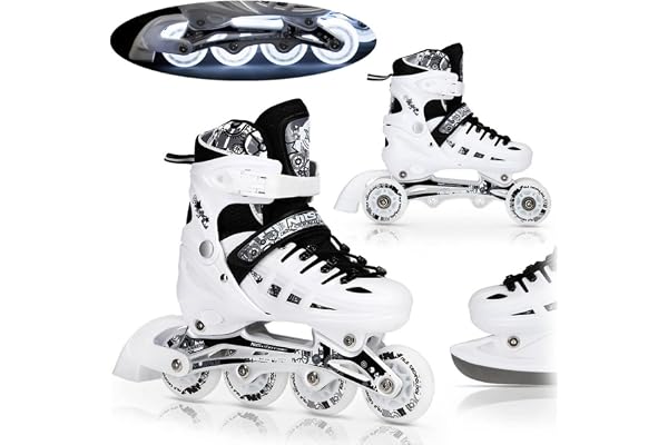 NILS Set 4 en 1 - Patins à Glace - Patins à Glace à LED ABEC7 - Taille 39-42