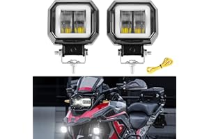 DREAMIZER Quadratisch Motorrad Scheinwerfer, 12V 24V Moto Frontscheinwerfer, 6000K 40W 4000LM Angel Eyes Zusatzscheinwerfer kompatibel mit Jeep Wrangler ATV UTV Offroad Tractor Trucks