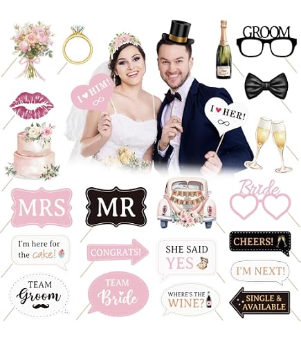 Set 60 Pezzi Accessori Per Photo Booth - Baffi, Labbra, Occhiali Per Matrimoni, Compleanni E Feste | Divertenti Puntelli Per Selfie - Foto 8