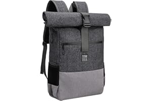 EverVanz Hydrofuge Sac à Dos pour 17 Pouces Ordinateur Portable, Sac d'école élégant avec Port USB, Roll Top résistant à l'eau, Sac de Jour léger et décontracté, Sac à Dos avec Zip d’Accès Rapide