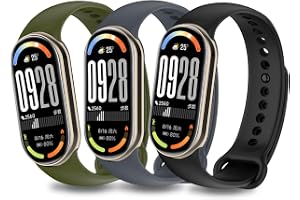 Xisair 3 armband kompatibla med Xiaomi Mi Band 9 Silikonarmband Xiaomi Band 8 Ersättningsarmband för Xiaomi Band 8, Xiaomi Band 9 Sportarmband, Andningsaktivt, Vattentätt