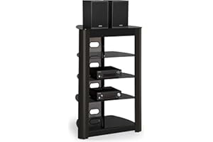 Centurion Supports Zinnia 5-Shelf Gloss Black with Gloss Black Wood Facia Flat Screen TV/Hi-Fi/AV Rack Glass Stand