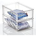 mDesign Shoe Storage Box with Drawer Construction – Sturdy Plastic Storage Box for Shoes – Stackable Drawer Box for Shoes, Accessories and More – Pack of 2 – Clear