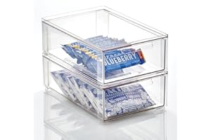 mDesign Cassetto plastica impilabile – Versatile organizer armadio in resistente plastica – Portascarpe plastica per accessori e altri oggetti – Set da 2 – trasparente