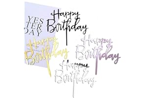 Coriver 12 Pack Happy Birthday Cake Topper, Acrylic Glitter Cupcake Topper for Birthday Cake Decorations(Gold, Rose Gold, Silver, Black*3)