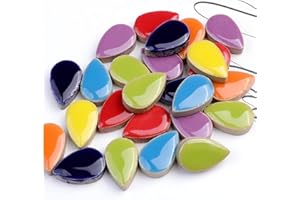 BTMIEY 500 g, krople deszczu, ceramika, płytki mozaikowe do majsterkowania, dekoracji wnętrz, 1,2 x 1,9 cm, DIY, zestawy płytek mozaikowych, do płytek rzemieślniczych, doniczek, wazonów, kubków, materiałów