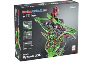 fischertechnik 544619 Kugelbahn Dynamic XXL – Murmelbahn, Bausatz für Kinder ab 9 Jahren, Lernspielzeug mit Motor, Looping und Rainbow-LEDs, grün