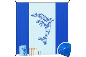 ‎DEWUR DEWUR Stranddecke sandfrei 300x280 cm XXL Strandtuch Picknickdecke wasserdicht Strandmatte groß für Urlaub Strand Camping Reisen (300x280cm Delphin)
