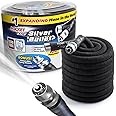 Pocket Hose Silver Bullet 75 ft Turbo Shot Nozzle Multiple Spray Patterns Expandable Garden Hose 3/4 in Solid Aluminum Fittings Lead-Free Lightweight and No-Kink
