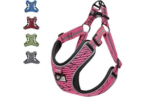 Suredoo Adjustable Dog Harness with Front Clip, No Pull Soft Mesh Padded Reflective Breathable Pet Vest Harness for Small Medium Large Dogs (M, Pink)