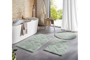 ‎TARACARPET Taracarpet Badematte Homestyle rutschfest waschbar Badezimmerteppich Bad-Vorleger, WC Deko, Duschvorleger für Dusche und Badewannen sehr weich und kombinierbar Grün Dühne 050x080 cm