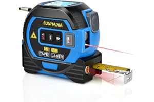 SUNHAIXIA Laser Tape Measure 3-in-1 with Large LCD Display | Digital Laser Measurement Tool in/ft/m Scales up to 131ft/40M with calculations | Tape Measure 16ft/5M and Cross Line Laser
