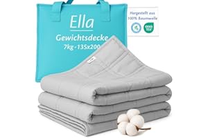 ‎ELLA Ella Gewichtsdecke 135x200 7kg - Anti Stress Therapiedecke - Schwere Decke aus 100% Baumwolle - Bettdecke für tiefen Schlaf und bessere Erholung – Weighted Blanket - Für Männer & Frauen von 55-85kg