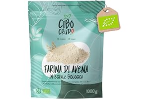 CIBO CRUDO CRUDO BIOLOGICO VEGAN Farina di Avena Integrale Bio - 1Kg. Farina Integrale D'Avena Cruda. Avena in Polvere Proteica per Pizza Pasta o Dolci come Pancake.