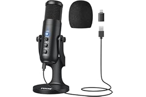 YGiTK Micrófono USB，Micrófono para PC Control de Volumen, Micrófono de Grabación con Adaptador USB a Tipo C con Audio de 3.5 mm Plug & Play para Windows Linus, Canto, Youtube,Facebook TIK Tok