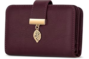 Faneam Portfele skórzane damskie, duża pojemność, portfel z blokadą RFID, portfele skórzane eleganckie, portmonetki, portfel z kieszenią na monety i zamkiem, 18 miejsc na karty, Retro