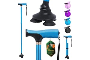 BeneCane Walking Cane for Men & Women Walking Stick for Seniors Folding Canes Triangle Cane Adjustable Lightweight Sturdy Free Standing Collapsible Heavy Duty with Soft TPR T-Handle