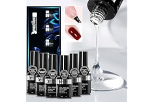 Beautilux Top Coat Semi Permanent, 6 * 10 ML Sans-TPO Uv Primer-Ruber Base-Rubber Top-Matte Top-Base Builder-Rhinestone Gel, Base et Top Coat Vernis Semi Permanent Finition