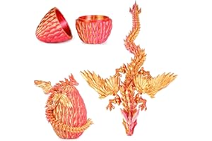 BALKWAN Winged Dragon Inside Surprise Egg Fun Collectible Toy Gift for Kids and Adults, 3D Printed Fantasy Dragon Ideal for Christmas Easter Birthdays and Holiday Decorations (Orange Red, Medium)