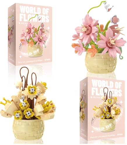 MEIEST Blumen Sukkulenten Bonsai Baustein Set – Mini Künstliche Blume Zum Zusammenbauen (68 Teile)