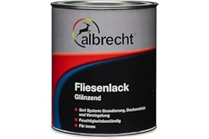 Albrecht Fliesenlack 750 ml | Weiß glänzend | Wasserbasierter Speziallack | 2-in-1 Grundierung & Decklack | Für Wandfliesen in Küche & Bad