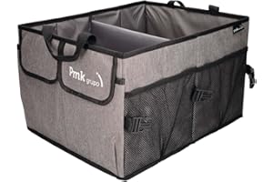 PMK GRUPO - Organizador Maletero Coche | Caja almacenamiento gran capacidad plegable impermeable Coche, SUV, Camper - Color Gris