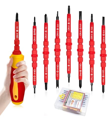 Schroevendraaierset, 12-delig, schroevendraaierset, kruis, sleuflemmet, chroom-vanadium-staal