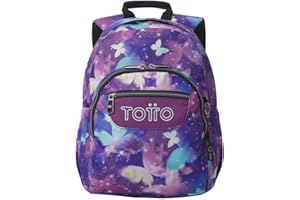 TOTTO - Mochila Escolar, Modelo Gommas, Mochila Mediana, Capacidad 15 L, Bolsillo PC 14", Bolsillo Botella, Espaldar Ergonómico con Flujo de Aire, Cómodas Correas en S, Color Star Butterfly Glitter