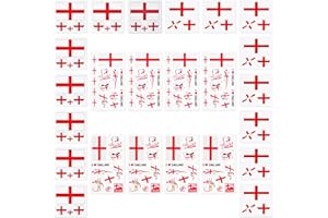 AhfuLife 24 hojas de tatuajes de la bandera de la Copa del Mundo de Inglaterra, pegatinas temporales de transferencia de tatuajes para eventos de apoyo para fanáticos del fútbol de la Copa (Inglaterr）