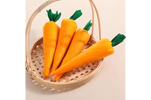 Skylety 4 Stück Ostern Karotten Spielzeug Künstliche Stoff Karotten für Hasen Deko Saisonales Gemüse Spielzeug Vliesstoff Frische Bauernhof Karotten für Wohnung Küche Etagere Party Basteln (Gelb)