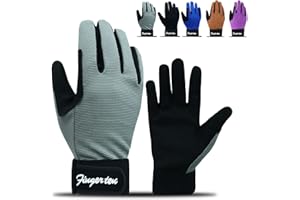 FINGER TEN Guanti da equitazione per bambini, antiscivolo, antiscivolo, antiscivolo, per ragazze, traspiranti, elastici, assorbenti, adatti per tutte le stagioni, per ciclismo, sport, scuola, equitazione, giardinaggio, bici all'aperto