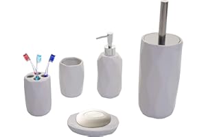 MENDLER Conjunto de baño de 5 piezas HWC-H88, accesorios de baño, cerámica, color blanco