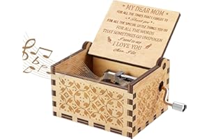 CHLDYCST Music Box for Mum, Gifts for Mom from Daughters Sons, Hand Crank Wooden Vintage Laser Engraved Musical Boxes, Present for Mother's Day Birthday Thanksgiving Day