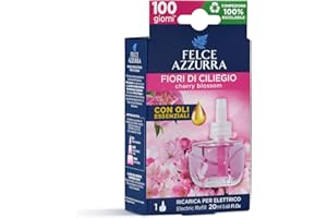Felce Azzurra - Diffusore Elettrico Fiori di Ciliegio e Peonia, Profumatore per Ambienti con Oli Essenziali, Diffusore Profumo Ambiente Dura a Lungo (100 Giorni), Diffusori Profumatori 20 ml, Pack Eco
